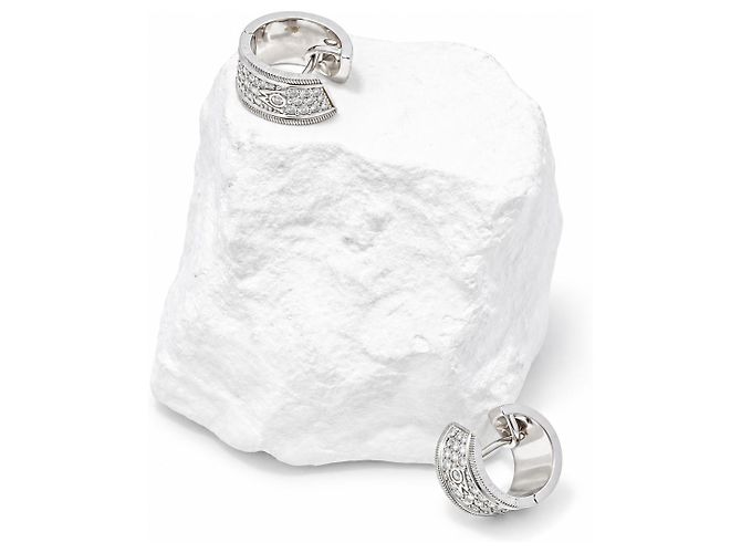 Orecchini Wellendorff Twist Oro Bianco 750/18K Brillanti Cerchi Full Set Argento - vista 2