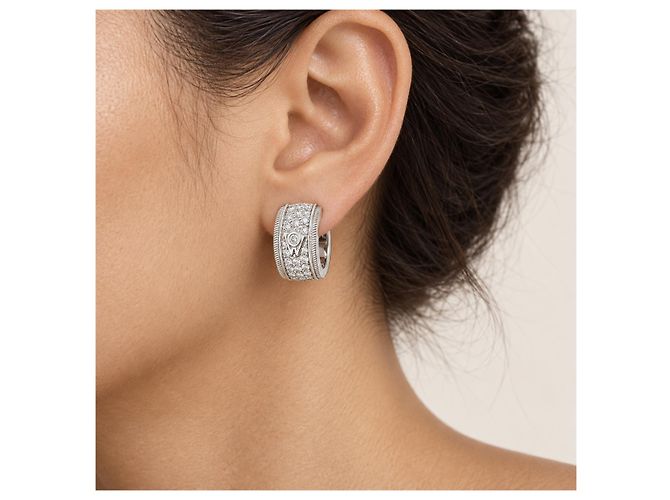 Orecchini Wellendorff Twist Oro Bianco 750/18K Brillanti Cerchi Full Set Argento - vista 4