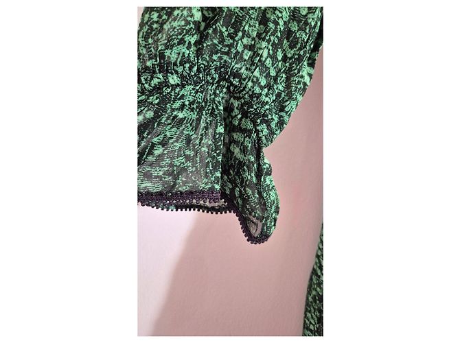 Ba&Sh Vestido largo verde con estampado abstracto Negro - vista 11
