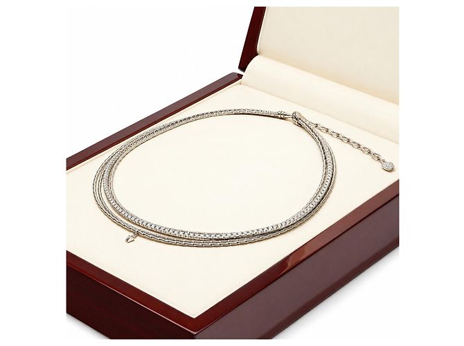 Collana Wellendorff Sonnenglanzknoten Oro Bianco 750/18K Brillanti Rivière 40 cm - vista 6