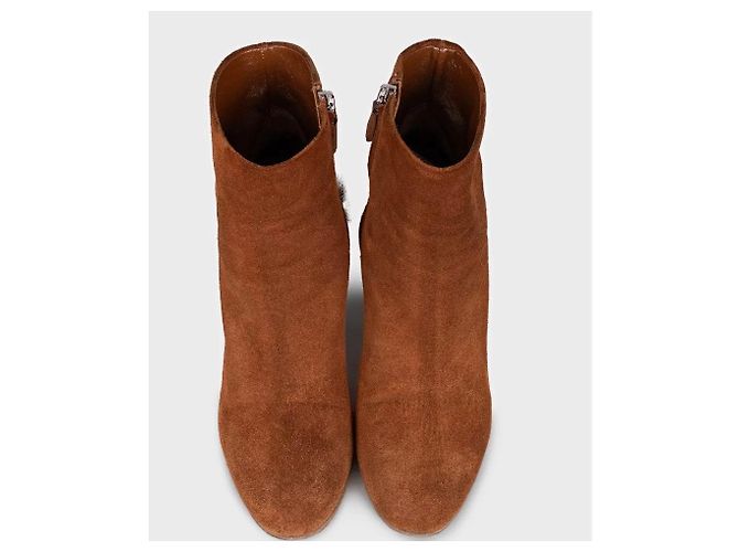 Miu Miu Suede Ankle Boots with Chic Fur Heel, Size 35 Pre-owned - view 2