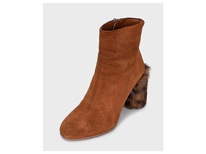 Miu Miu Suede Ankle Boots with Chic Fur Heel, Size 35 Pre-owned - view 3