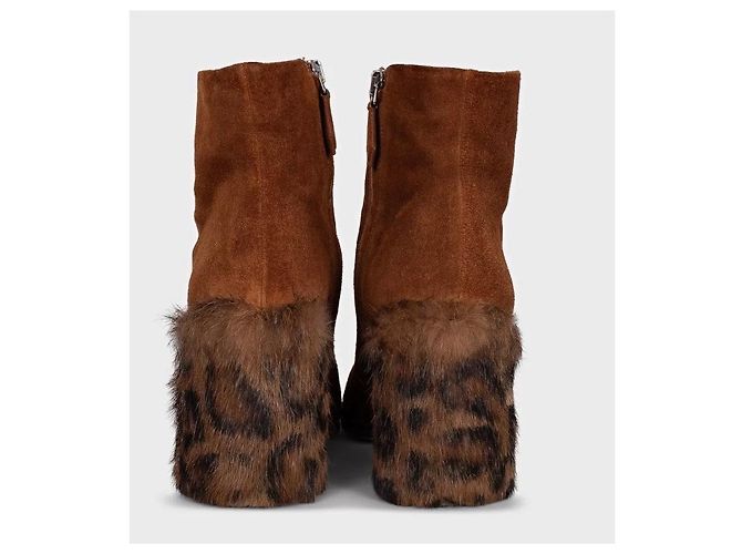 Miu Miu Suede Ankle Boots with Chic Fur Heel, Size 35 Pre-owned - view 4