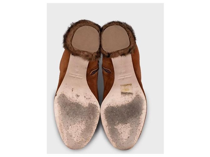 Miu Miu Suede Ankle Boots with Chic Fur Heel, Size 35 Pre-owned - view 5