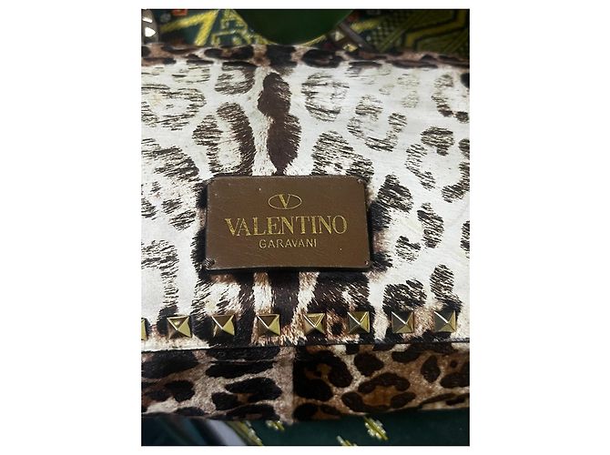 Borsa Tote Valentino Garavani Rockstud con stampa leopardata Marrone Bianco Stampa leopardo - vista 5