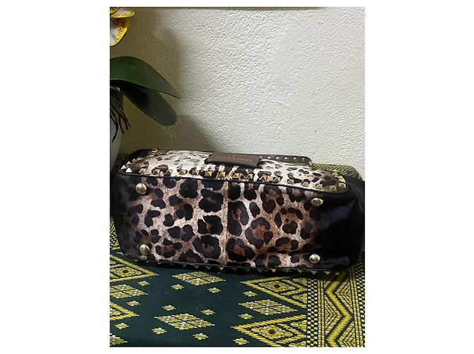 Borsa Tote Valentino Garavani Rockstud con stampa leopardata Marrone Bianco Stampa leopardo - vista 6