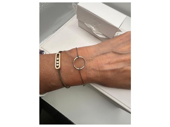 Redline Bracciale in cordoncino con cerchio in oro grigio 750/00 Argento - vista 4