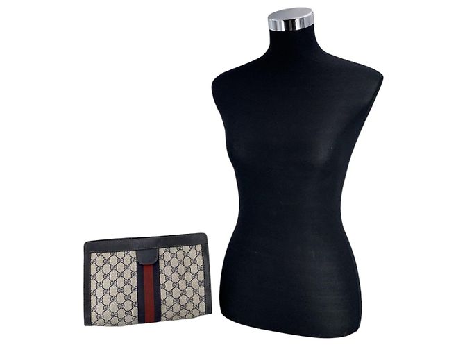 Gucci Vintage Blue Monogram Medium Ophidia Cosmetic Bag Clutch Blau - Ansicht 2