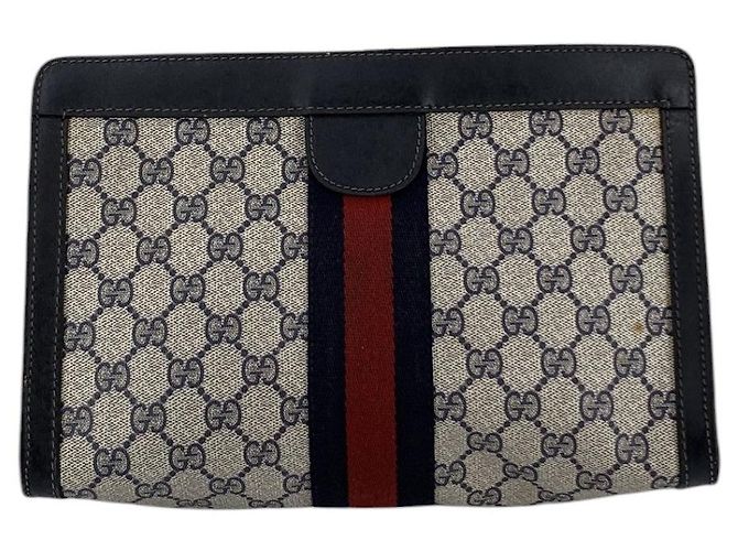 Gucci Vintage Blue Monogram Medium Ophidia Cosmetic Bag Clutch Blau - Ansicht 3