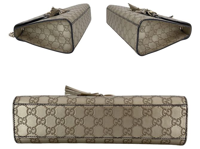 Gucci Bolsa de Ombro Emily em Couro Microssima Tom Dourado com Corrente - vista 5