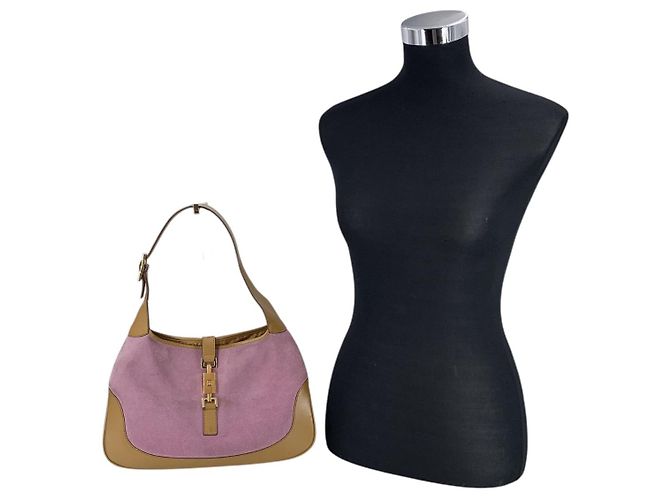 Gucci Borsa a tracolla Jackie Hobo in camoscio lilla e pelle tan Porpora - vista 2