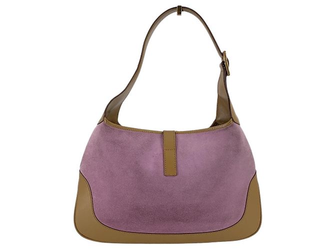 Gucci Borsa a tracolla Jackie Hobo in camoscio lilla e pelle tan Porpora - vista 3