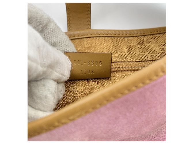 Gucci Borsa a tracolla Jackie Hobo in camoscio lilla e pelle tan Porpora - vista 7
