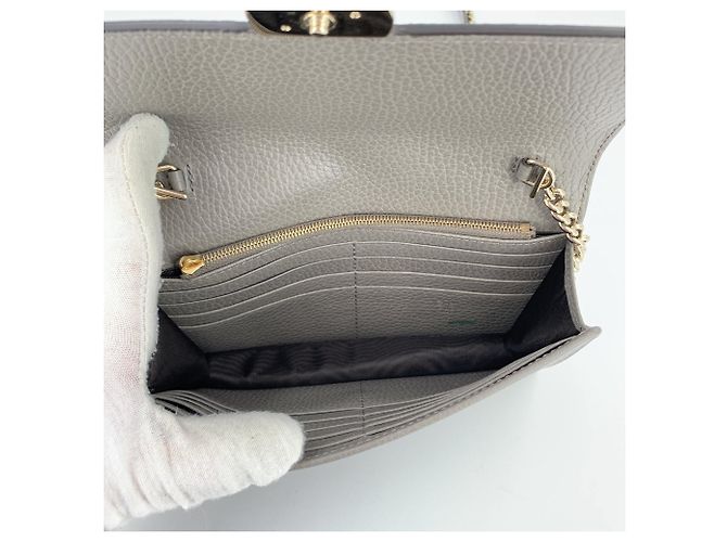 Gucci Bolsa Crossbody Wallet On Chain em couro Grey Dollar com logo entrelaçado Cinza - vista 5