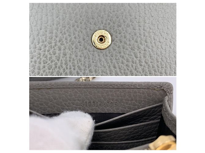 Gucci Bolsa Crossbody Wallet On Chain em couro Grey Dollar com logo entrelaçado Cinza - vista 6