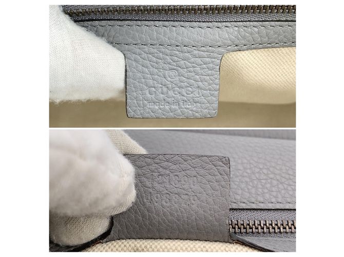 Gucci Borsa a tracolla e a mano 2 vie Marmont con patta in pelle grigia Grigio - vista 6