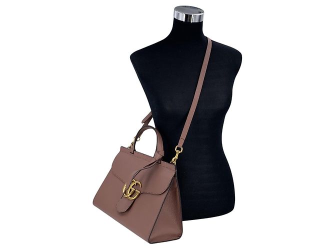 Gucci Borsa a tracolla con patta e manico superiore Marmont in pelle mauve pink Rosa - vista 2