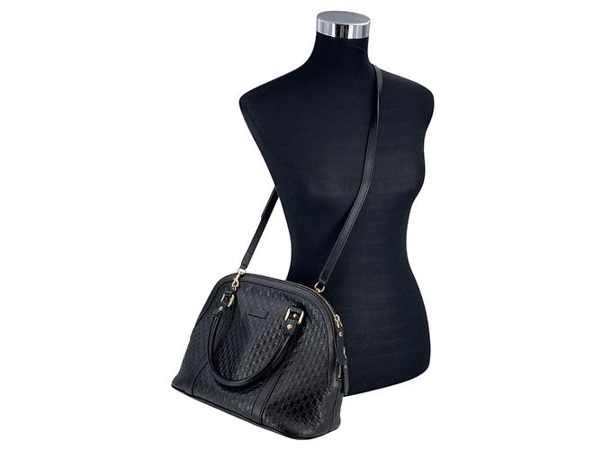 Gucci Borsa a tracolla Microssima Dome Medium in pelle nera Nero - vista 2