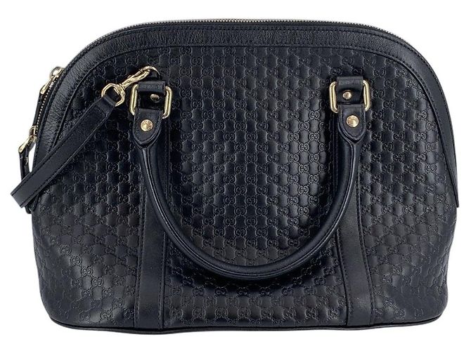 Gucci Borsa a tracolla Microssima Dome Medium in pelle nera Nero - vista 3