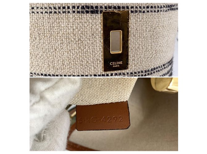 Céline Borsa a tracolla Teen Bucket 16 in tela jacquard e pelle Beige - vista 4