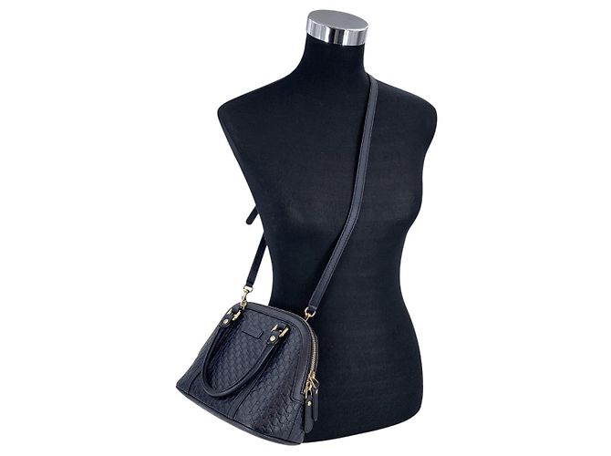 Gucci Borsa a tracolla Microssima Dome Small Satchel in pelle blu navy - vista 2