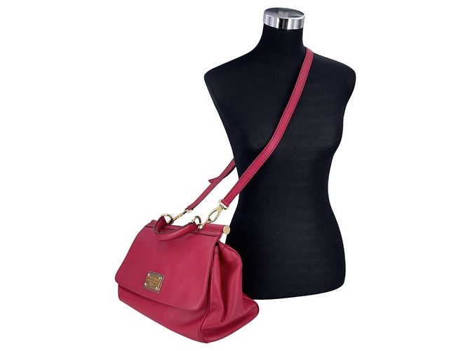 Dolce & Gabbana Borsa a tracolla Miss Sicily Medium in pelle fucsia Rosa - vista 7