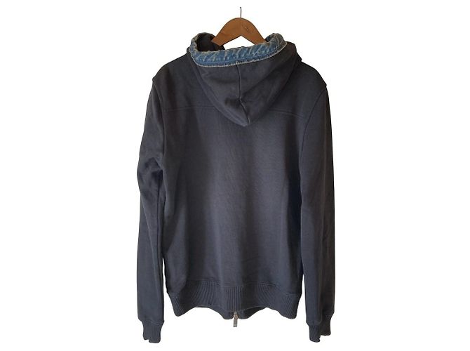 Autre Marque Hoodie com zíper em algodão com acabamento em denim Diesel Preto - vista 2
