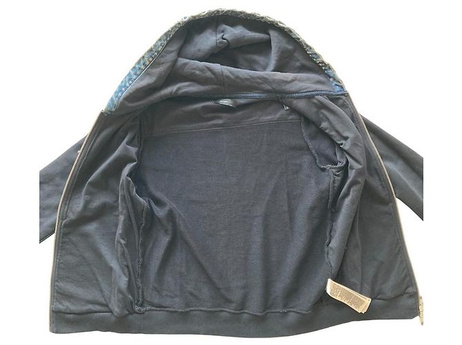 Autre Marque Hoodie com zíper em algodão com acabamento em denim Diesel Preto - vista 3
