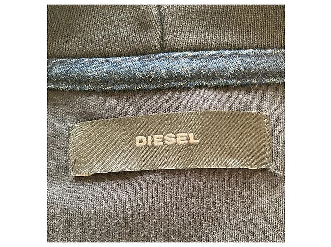 Autre Marque Hoodie com zíper em algodão com acabamento em denim Diesel Preto - vista 9
