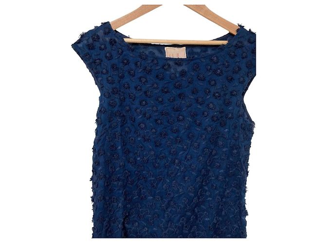 Autre Marque Abito trasparente Sybilla con ricami floreali Blu Blu navy - vista 3