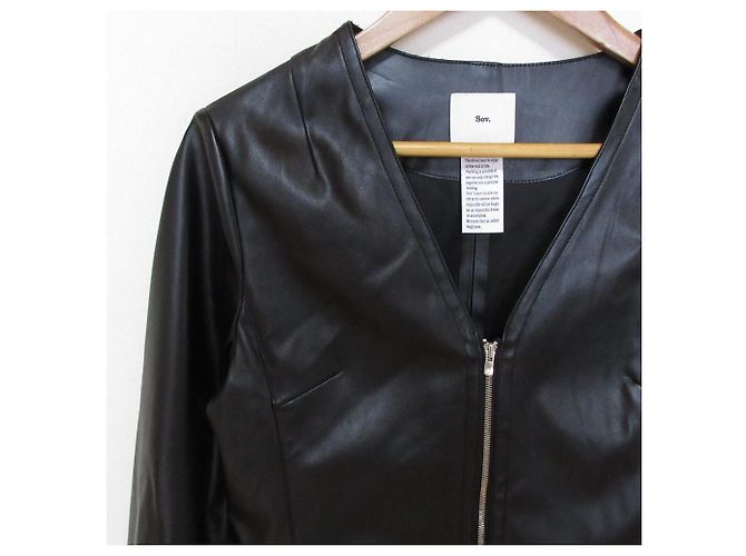 Autre Marque Veste sans col en similicuir Sov. Double Standard Clothing Noir - vue 3