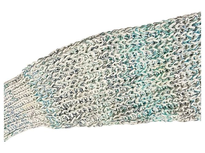 Autre Marque Pull-over en maille mélangée Roberto Collina Blanc Bleu Vert - vue 11