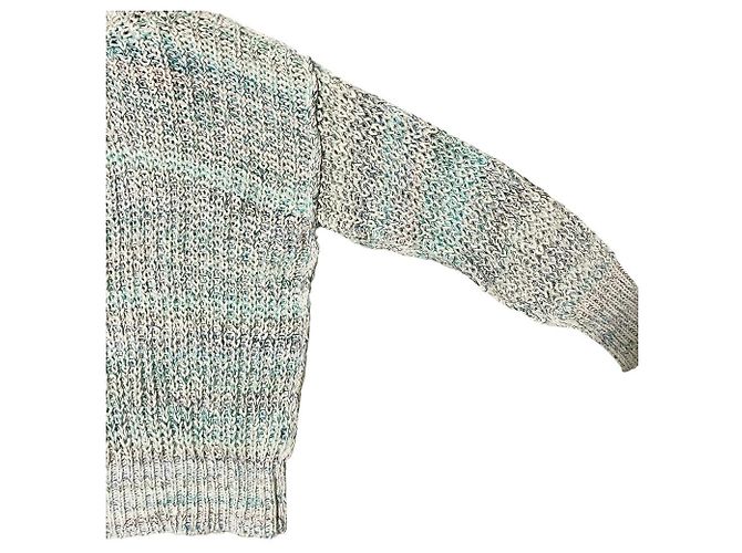 Autre Marque Pull-over en maille mélangée Roberto Collina Blanc Bleu Vert - vue 3