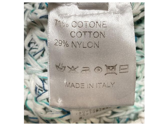 Autre Marque Pull-over en maille mélangée Roberto Collina Blanc Bleu Vert - vue 6