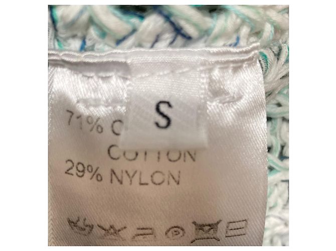 Autre Marque Pull-over en maille mélangée Roberto Collina Blanc Bleu Vert - vue 7