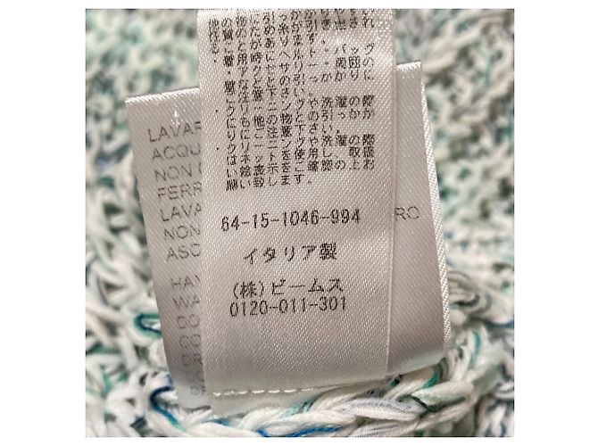 Autre Marque Pull-over en maille mélangée Roberto Collina Blanc Bleu Vert - vue 8