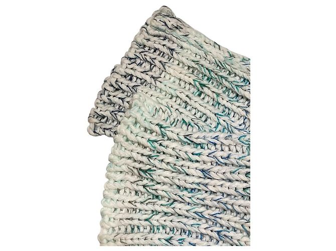 Autre Marque Pull-over en maille mélangée Roberto Collina Blanc Bleu Vert - vue 9