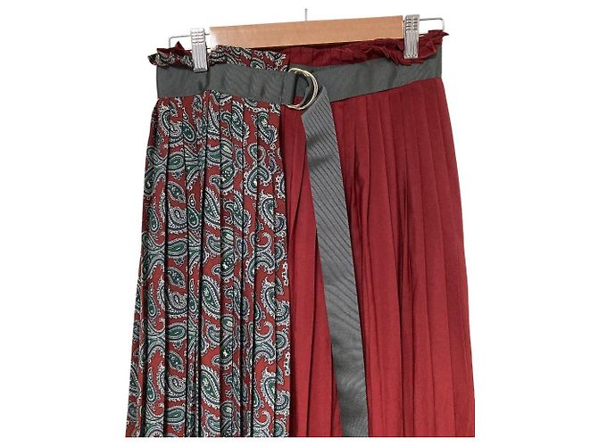 Autre Marque Falda larga Adam et Rope Paisley Roja Verde - vista 3
