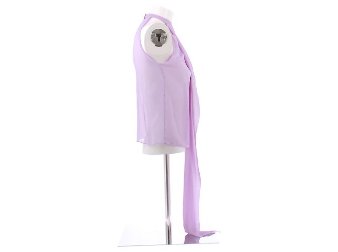 Autre Marque Top in seta lilla SAINT LAURENT Porpora - vista 3