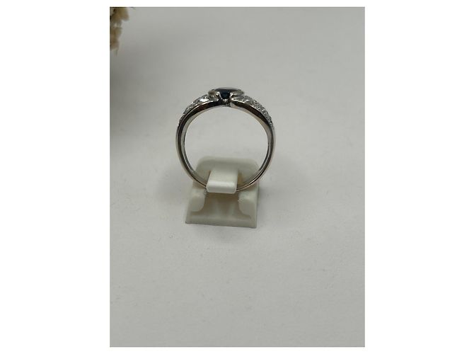 Autre Marque Anillo de oro blanco con zafiro y diamantes Azul - vista 3