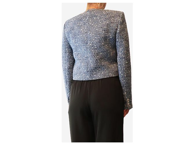 Anine Bing Blauer Tweed-Jacke mit Knöpfen - Ansicht 2