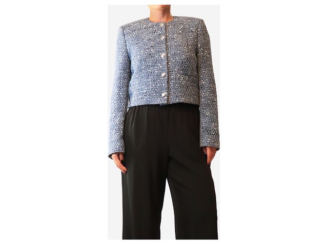 Anine Bing Blauer Tweed-Jacke mit Knöpfen - Ansicht 3