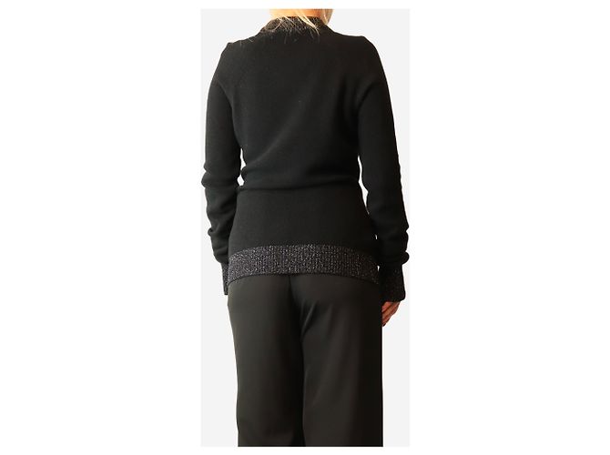 Balmain Schwarzer Lurex-Wollpullover mit Goldknöpfen - size UK 10 - Ansicht 2