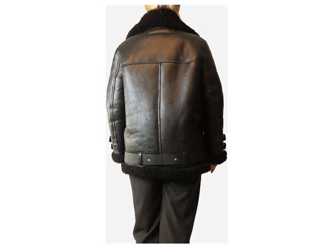 Acne Shearling leather black jacket - size UK 8 - view 2
