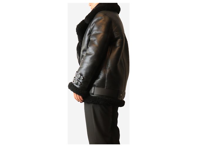Acne Shearling leather black jacket - size UK 8 - view 3