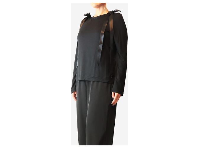 Simone Rocha Schwarzes Langarm-Oberteil mit Schleifendetail - size M - Ansicht 4