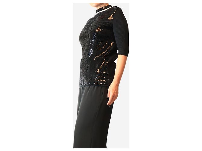 Céline Strickpullover mit Pailletten in Schwarz - Größe M - Ansicht 4