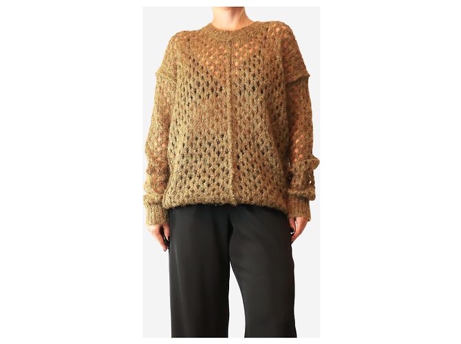 Isabel Marant Tiana Strickpullover mit Pointelle-Muster in Khaki - size UK 10 Grün - Ansicht 3