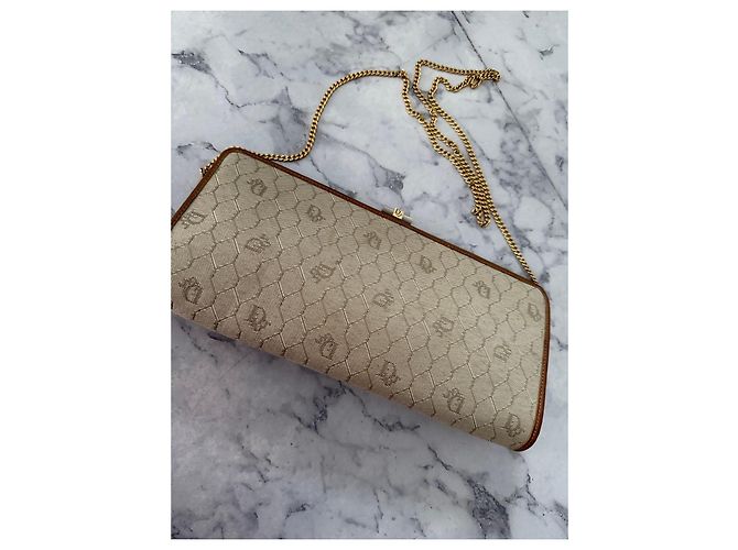 Christian Dior Clutch Dior Monogram Beige y Cuero Marrón Castaño - vista 2