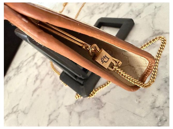 Christian Dior Clutch Dior Monogram Beige y Cuero Marrón Castaño - vista 4